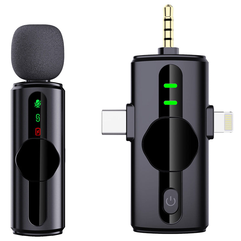 Set microfon lavalieră wireless 2,4 GHz cu anularea zgomotului și receptori 3 în 1 Platinet PLMM11
