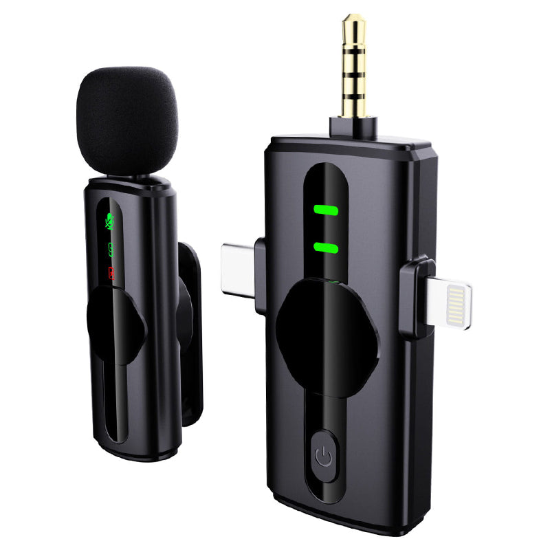 Set microfon lavalieră wireless 2,4 GHz cu anularea zgomotului și receptori 3 în 1 Platinet PLMM11