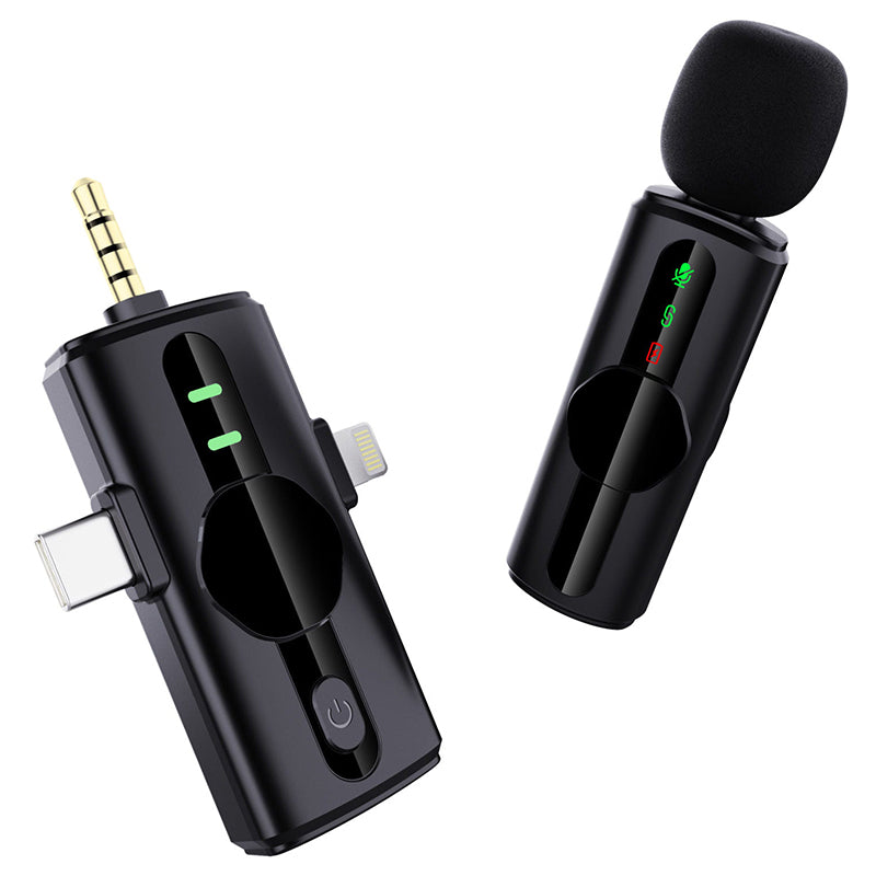 Set microfon lavalieră wireless 2,4 GHz cu anularea zgomotului și receptori 3 în 1 Platinet PLMM11