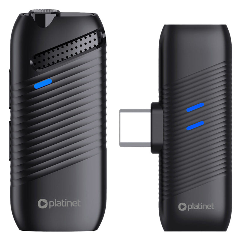 Set microfon wireless lavalieră cu 2 emițătoare și receptoare Type-C și Lightning Platinet PLMM30