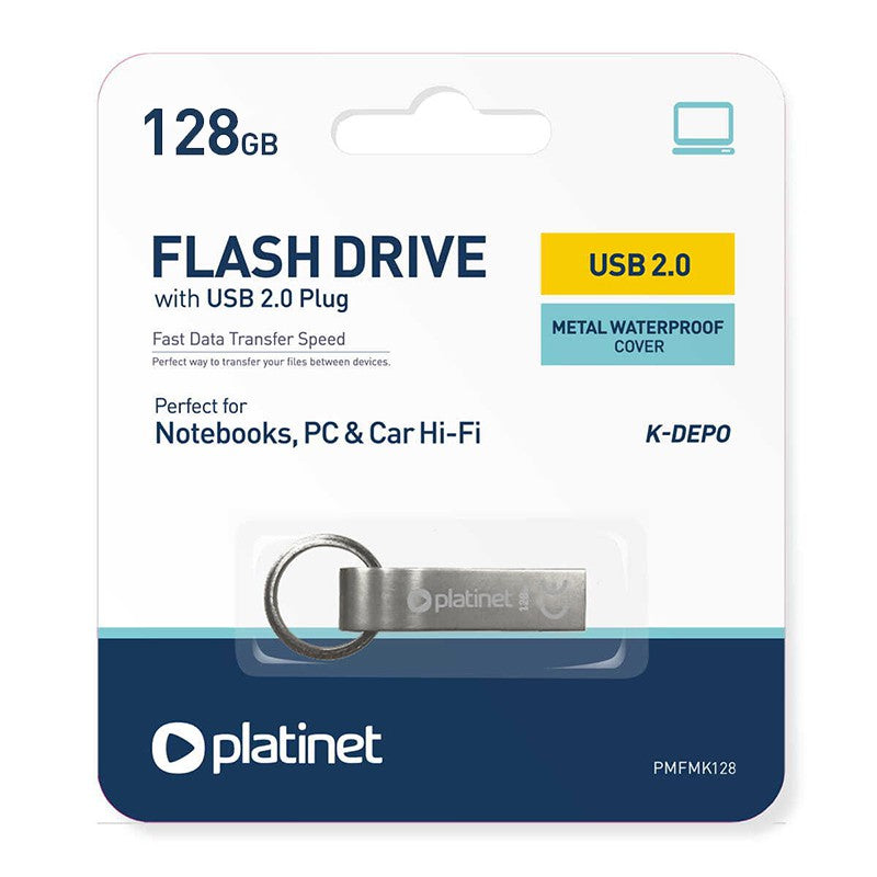 Memorie USB K-DEPO de 128 GB cu interfață USB 2.0 și carcasă metalică Platinet PLYFD128GKD