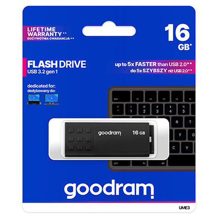 Stick de memorie USB de 16 GB cu USB 3.2 Gen 1 UME3 Goodram PLYFD16GGUM3