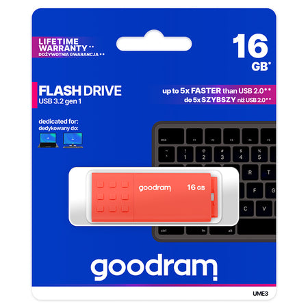 Stick de memorie USB UME3 de 16 GB cu USB 3.2 Gen 1 Goodram PLYFD16GGUM3O