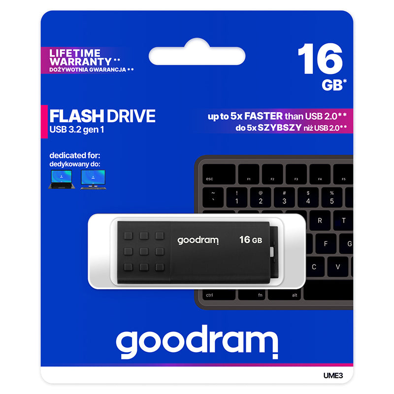 Stick de memorie USB de 16 GB cu USB 3.2 Gen 1 UME3 Goodram PLYFD16GGUM3
