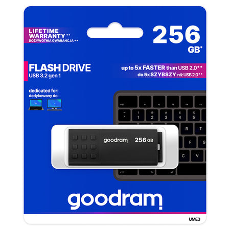 Stick memorie USB de 256 GB cu USB 3.2 Gen 1 UME3 Goodram PLYFD256GGUM3