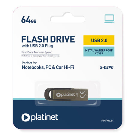 Memorie USB de 64 GB S-DEPO cu conector USB 2.0 Platinet PLYFD64GSD
