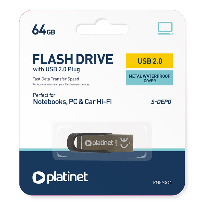 Memorie USB de 64 GB S-DEPO cu conector USB 2.0 Platinet PLYFD64GSD