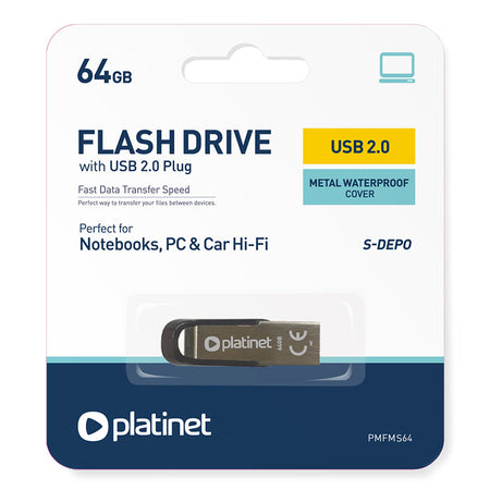 Memorie USB de 64 GB S-DEPO cu conector USB 2.0 Platinet PLYFD64GSD