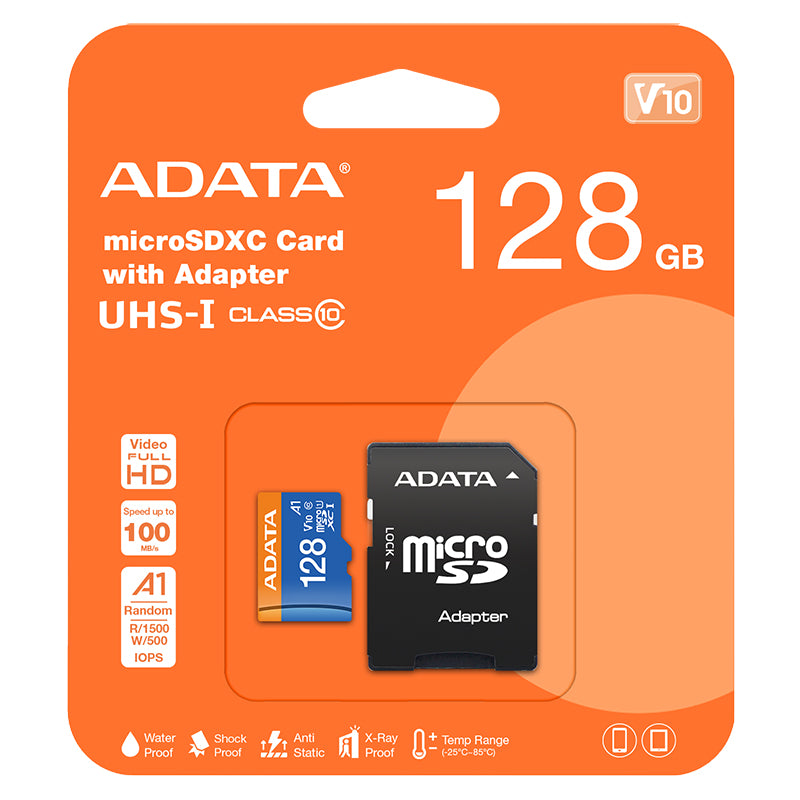 Card microSDXC de 128 GB Clasa 10 cu adaptor SD Adata PLYMSD128GA10