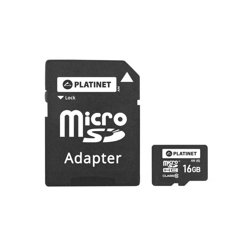 Card microSD 16 GB clasa 10 cu adaptor SD Platinet PLYMSD16GPL