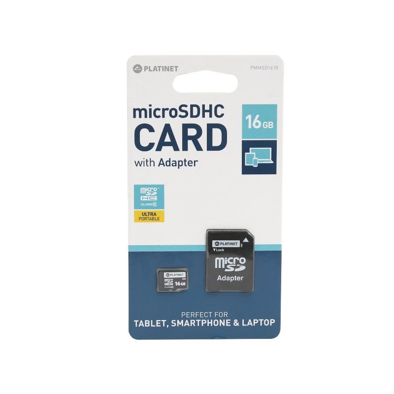 Card microSD 16 GB clasa 10 cu adaptor SD Platinet PLYMSD16GPL