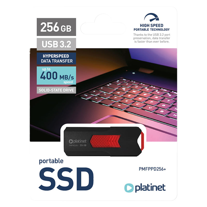 SSD portabil USB 3.2 de 256 GB cu viteză până la 150 MB/s Platinet PMFPPD256