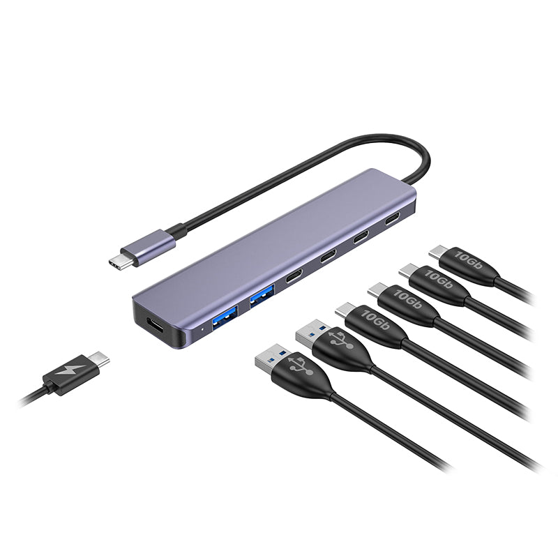 Hub USB-C 7 în 1 cu PD 100 W și transfer 10 Gbps din aluminiu Platinet PMH22