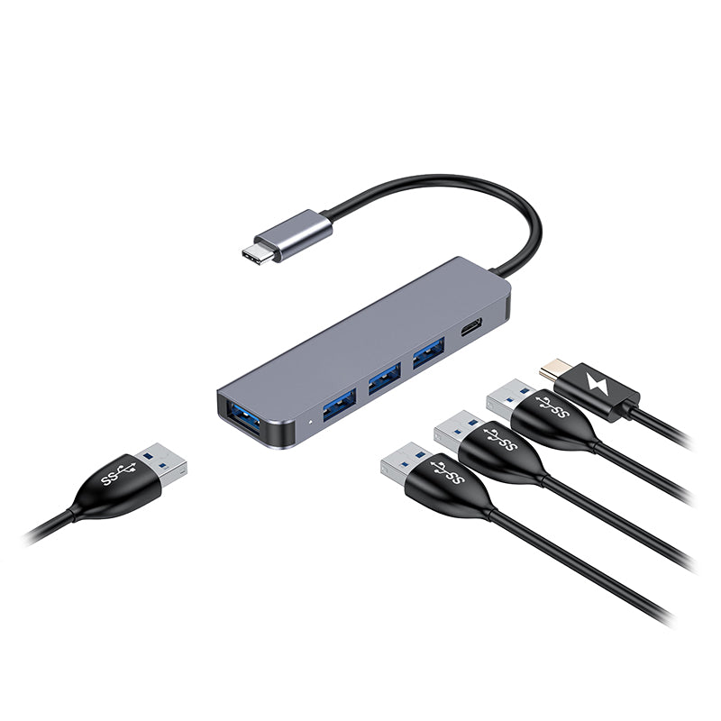 Hub USB-C 5 în 1 cu PD 100 W și 4 porturi USB-A 3.0 Platinet PMH42