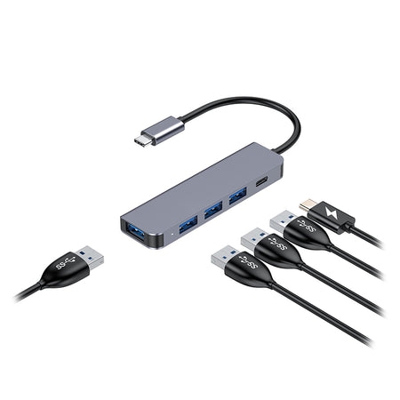 Hub USB-C 5 în 1 cu PD 100 W și 4 porturi USB-A 3.0 Platinet PMH42
