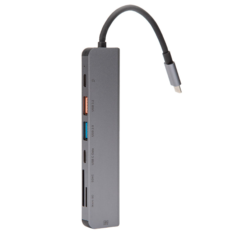 Hub USB-C 7 în 1 cu HDMI 4K și încărcare PD 100 W din aluminiu Platinet PMH9997B