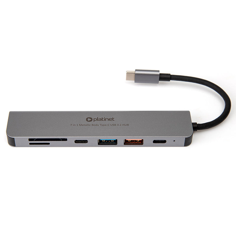 Hub USB-C 7 în 1 cu HDMI 4K și încărcare PD 100 W din aluminiu Platinet PMH9997B