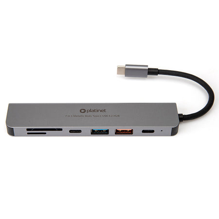 Hub USB-C 7 în 1 cu HDMI 4K și încărcare PD 100 W din aluminiu Platinet PMH9997B