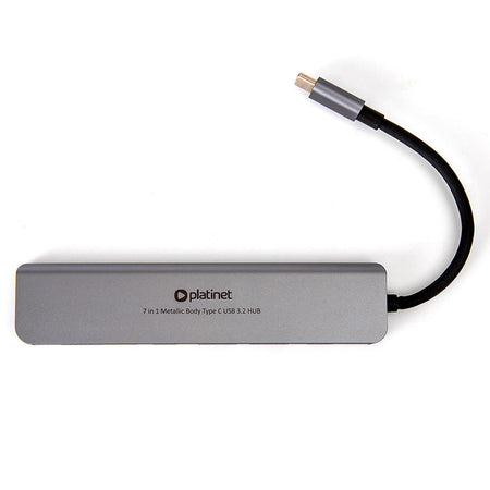 Hub USB-C 7 în 1 cu HDMI 4K și încărcare PD 100 W din aluminiu Platinet PMH9997B