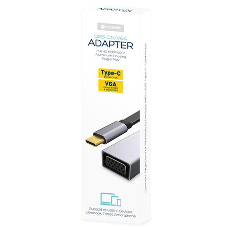 Adaptor USB-C la VGA mamă cu rezoluție 1080p la 60 Hz Platinet PMMA9089
