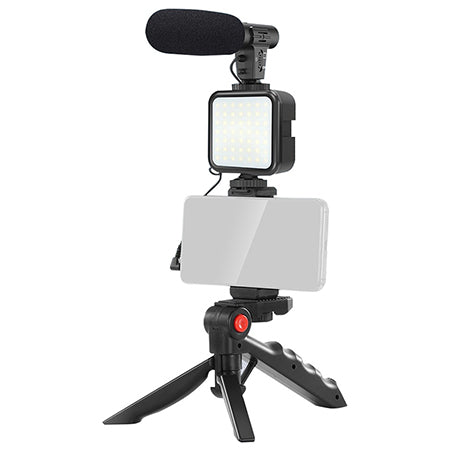 Set vlogging 4 în 1 cu microfon universal, lampă LED și trepied Platinet PMVG4IN1