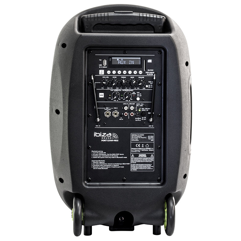 Boxă portabilă 12 inch 350 W RMS, Bluetooth, USB, microfon fără fir - Ibiza Sound PORT12VHFMKII