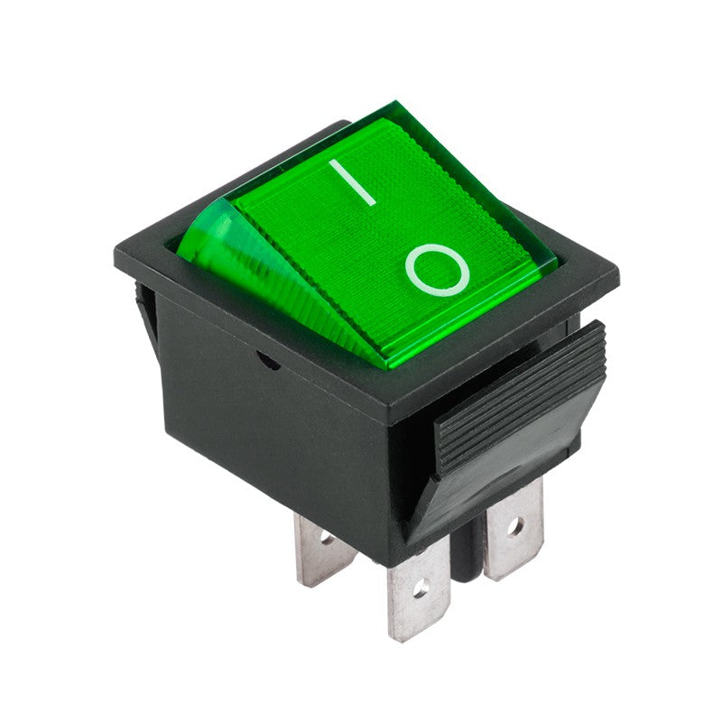Întrerupător basculant ON-OFF IRS-201-1A verde cu 4 pini PRK0006D