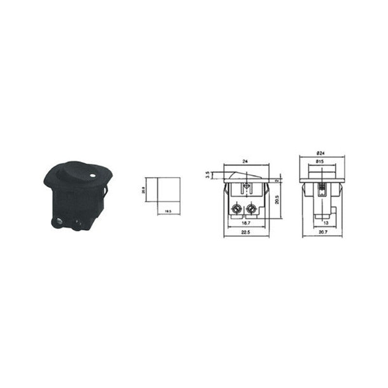 Întrerupător îngropat rotund RS101 negru de 3 A / 230 V AC PRK0009A