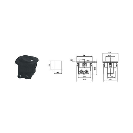Întrerupător îngropat rotund RS101 negru de 3 A / 230 V AC PRK0009A