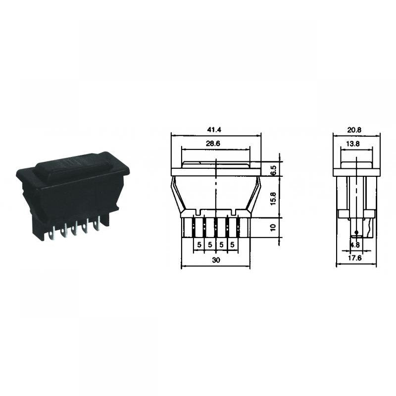 Întrerupător auto pentru geam electric ASW-02 cu 5 pini și 20 A / 12 V DC PRK0014