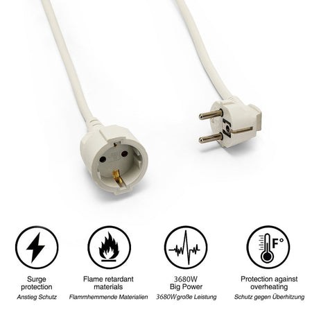 Prelungitor alb de 10 m la 16 A cu cablu 3G1,5 mm² Velamp PRO16A-DE-10