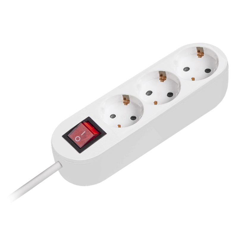 Prelungitor cu întrerupător cu 3 prize și cablu 3×1,5 mm² de 2 m PS-3X2S