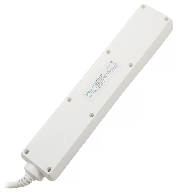 Prelungitor cu 5 prize și întrerupător cu cablu 3 × 1,5 mm² de 3 m Spacer PS-5X3S-SPAC