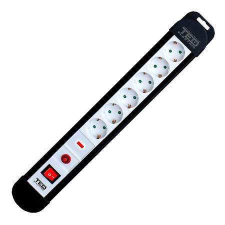 Prelungitor cu protecție 6 prize, cablu 3×1,5 mm²