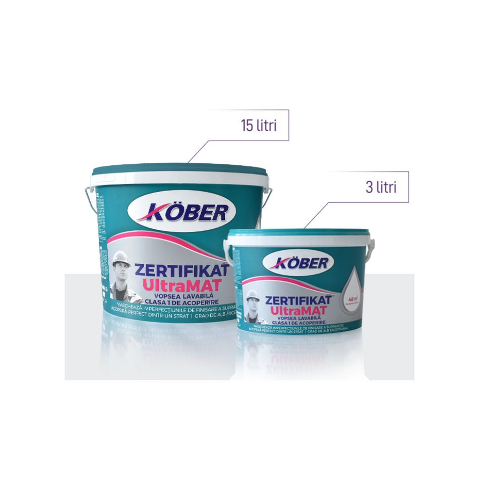 Vopsea lavabilă Zertifikat, ultramat, 3 L