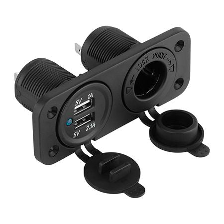 Priză auto pentru montaj cu 2 porturi USB și brichetă Peiying PY-CHR0002