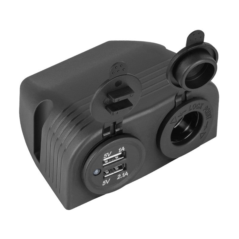 Mufă auto de montaj cu 2 porturi USB și brichetă Peiying PY-CHR0005