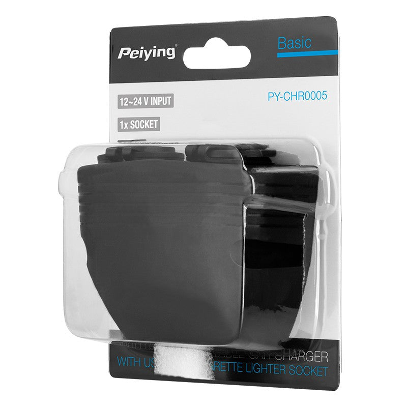 Mufă auto de montaj cu 2 porturi USB și brichetă Peiying PY-CHR0005