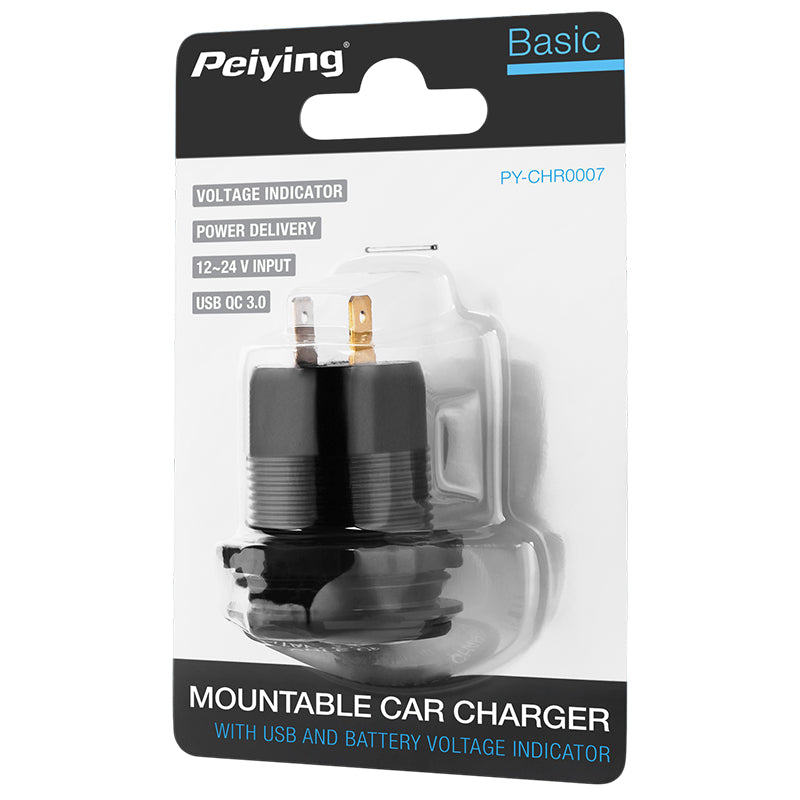 Mufă pentru montaj cu încărcare USB PD 45 W și QC 3.0 18 W cu indicator de tensiune Peiying PY-CHR0007