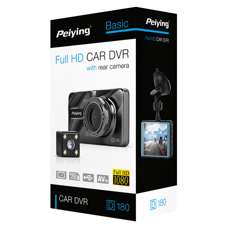 Cameră auto DVR D180 cu ecran de 4″ și înregistrare Full HD 1080p Peiying PY-DVR011