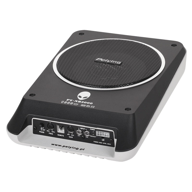 Subwoofer activ auto cu amplificator încorporat, putere maximă 200 W și impedanță 4 Ohmi Peiying PY-NB3000