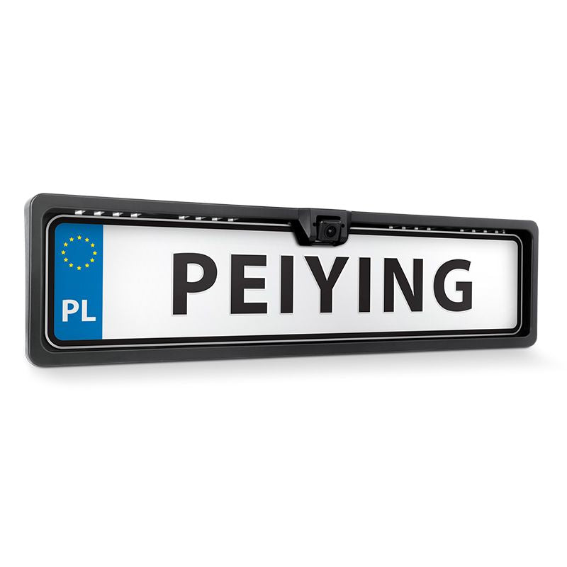 Cameră marșarier în ramă plăcuță înmatriculare cu unghi 140° și protecție IP67 Peiying PY0105