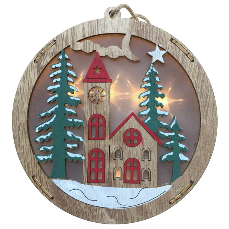 Decorațiune luminoasă de Crăciun bisericuță din placaj cu 5 LED-uri cu lumină alb cald Retlux R-RXL332