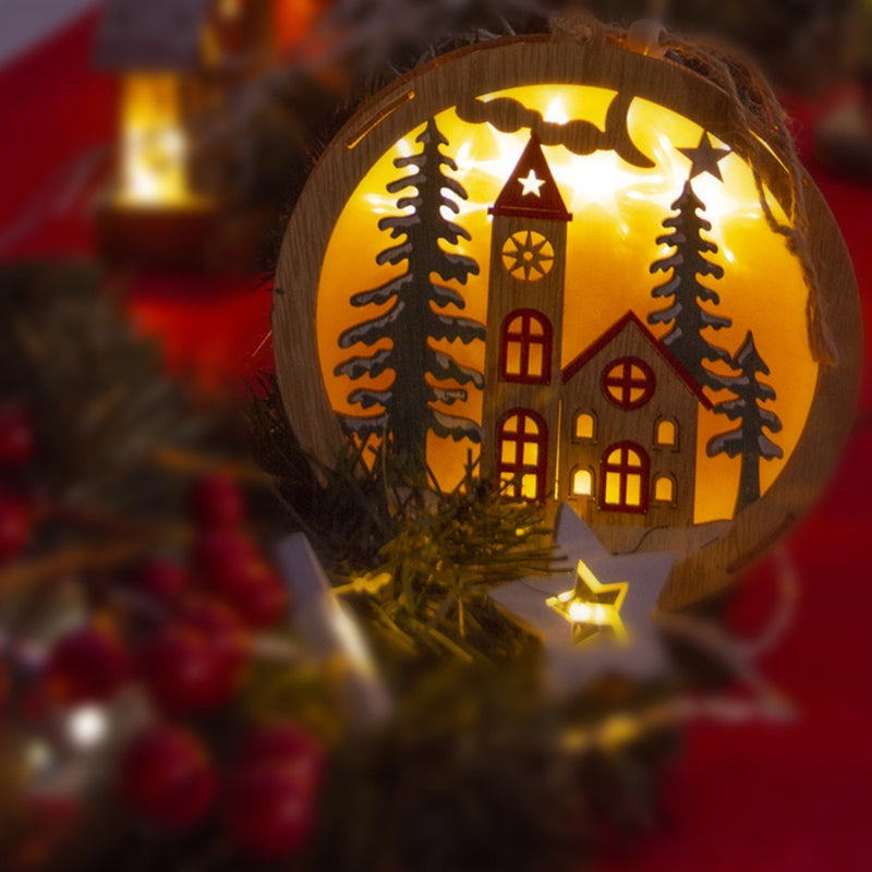 Decorațiune luminoasă de Crăciun bisericuță din placaj cu 5 LED-uri cu lumină alb cald Retlux R-RXL332