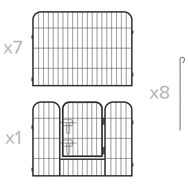 Țarc modular pentru câini cu 8 panouri de 80 × 60 cm pentru interior și exterior Rebel RA-1206