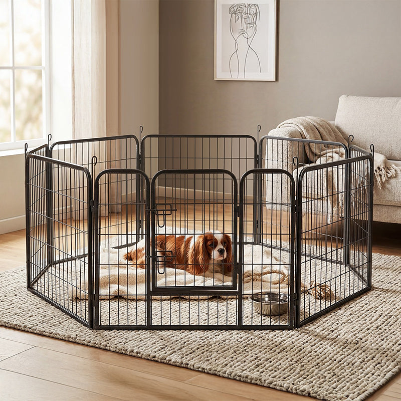 Țarc modular pentru câini cu 8 panouri de 80 × 60 cm pentru interior și exterior Rebel RA-1206
