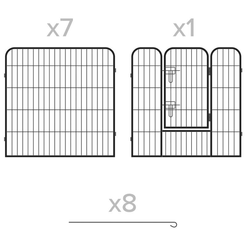 Țarc modular pentru câini cu 8 panouri de 80 × 80 cm Rebel RA-1207