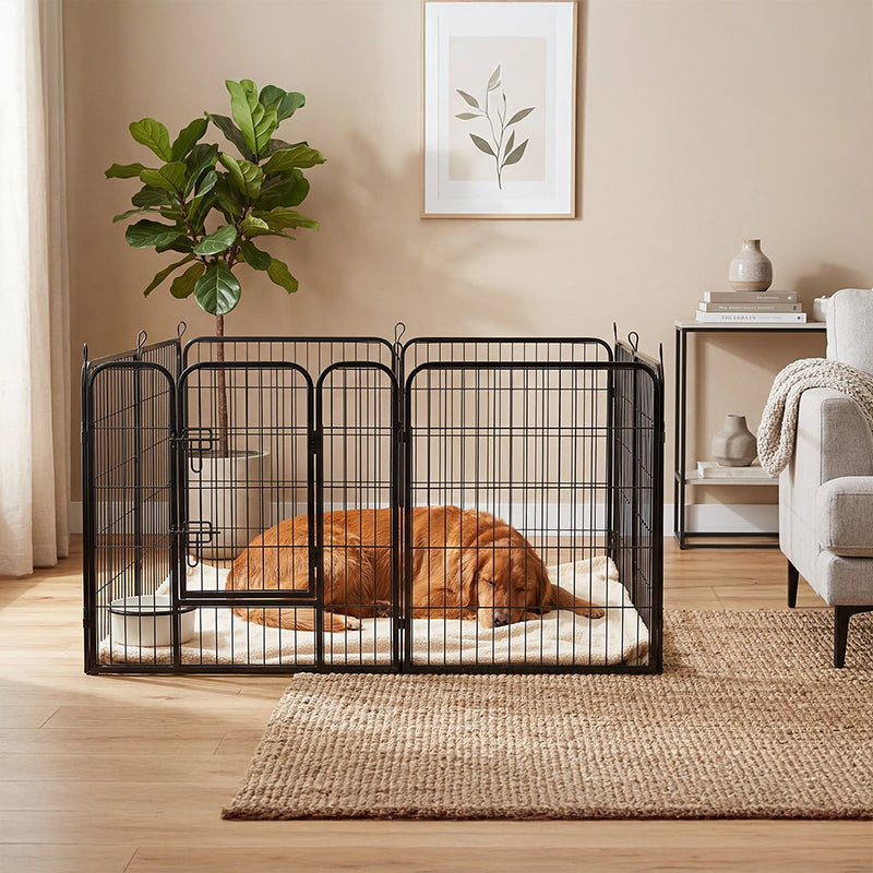 Țarc modular pentru câini cu 8 panouri de 80 × 80 cm Rebel RA-1207