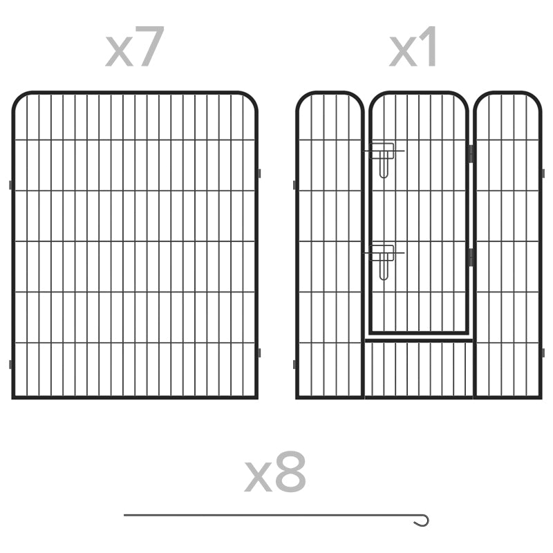 Țarc modular pentru câini cu 8 panouri de 80 × 100 cm pentru interior și exterior Rebel RA-1208