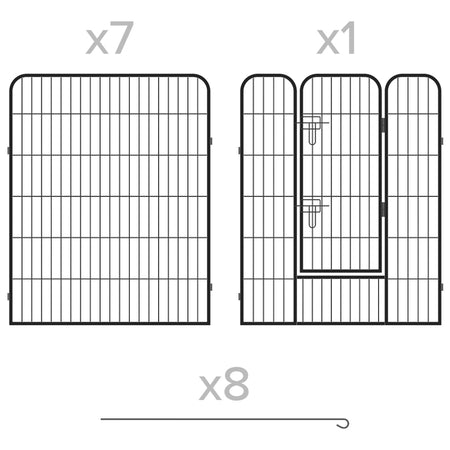 Țarc modular pentru câini cu 8 panouri de 80 × 100 cm pentru interior și exterior Rebel RA-1208